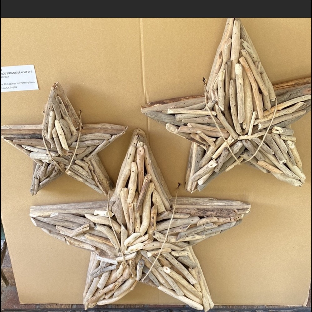 Pottery Barn Rustic Pieced Driftwood Stars Wall Art - Set Of 3 ✨ - Picture 3 of 15